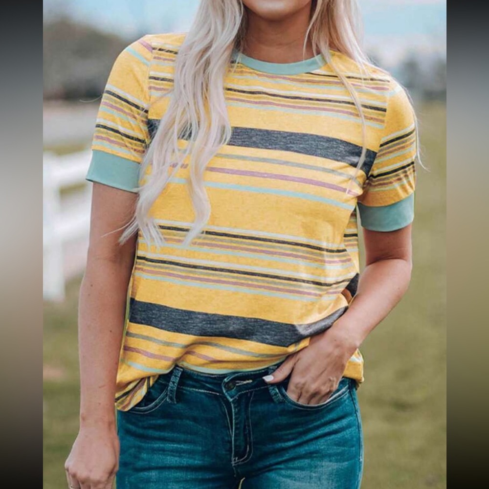 yellow striped shirt